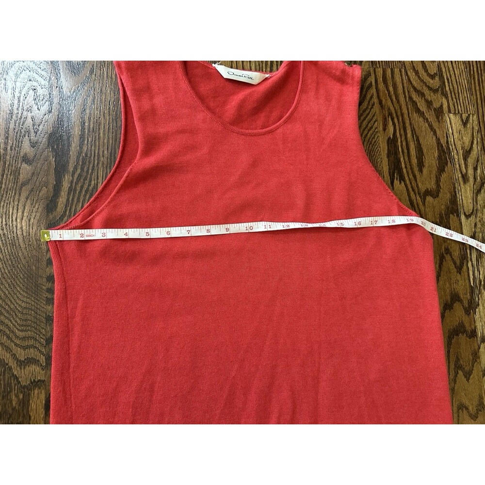 Oscar De La Renta Sleeveless Sweater‎ Tank Red Large Cashmere Feel Missing Tag - Picture 6 of 9